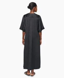 Hot Maxi Jurk Satin T-Shirt Zwart Dames Jurken