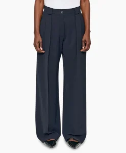Cheap Pantalon Wide Pleated Donker Blauw Dames Broeken